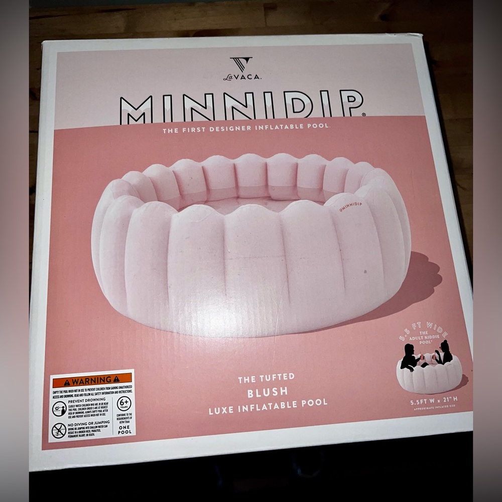 New in box Minnidip designer pink blush  inflatable pool